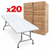 Pack 20 Mesas Plegables Blancas 180 cm Tipo Maleta para Eventos