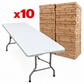 Pack 10 Mesas Plegables Blancas 180 cm Tipo Maleta para Eventos