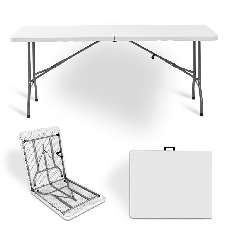 Mesa Plegable Blanca 180x70x74 cm Reforzada con Estructura de Acero para Eventos, Camping y Hogar