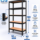 Estante Metálico 180x90x40 Negro 500 Kg | Rack Organizador Multiuso para Bodega, Hogar y Oficina