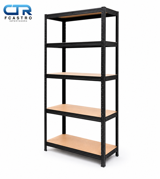 Estante Metálico 180x90x40 Negro 500 Kg | Rack Organizador Multiuso para Bodega, Hogar y Oficina