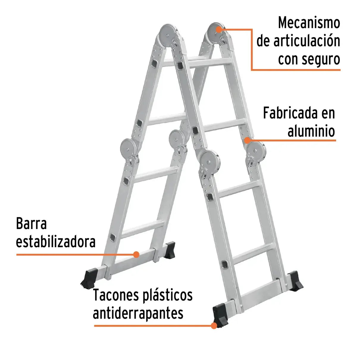 Escalera Multipropósito de Aluminio 8 Peldaños 150 kg