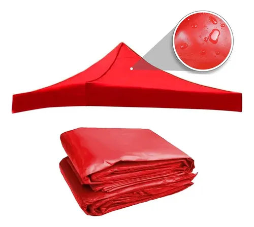 Toldo Lona Cubre 3x3 Rojo – Impermeable y Estructura de Fierro Negro