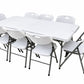 Pack Mesa Plegable Blanca 180 cm + 8 Sillas Reforzadas 200 kg