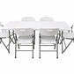 Pack Mesa Plegable Blanca 180 cm + 6 Sillas Reforzadas 200 kg