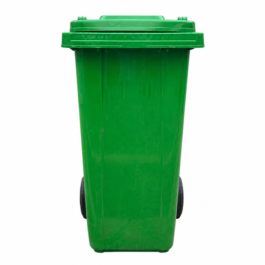 Basurero Plástico Verde de 120 Litros con Tapa y Ruedas