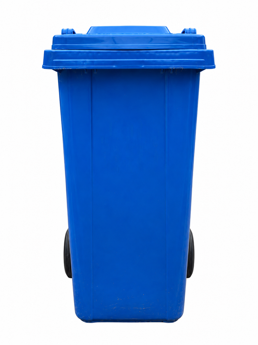 Basurero Plástico Azul de 120 Litros con Tapa y Ruedas