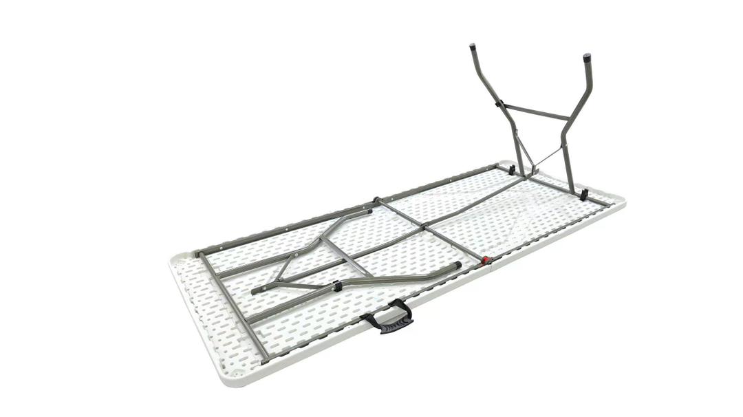 Mesa Plegable Blanca 180x70x74 cm Reforzada con Estructura de Acero para Eventos, Camping y Hogar