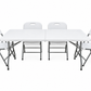 Pack Mesa Plegable Blanca 180 cm + 4 Sillas Reforzadas | Eventos y Banquetería