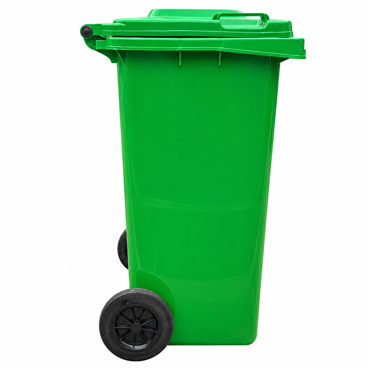 Basurero Plástico Verde de 120 Litros con Tapa y Ruedas