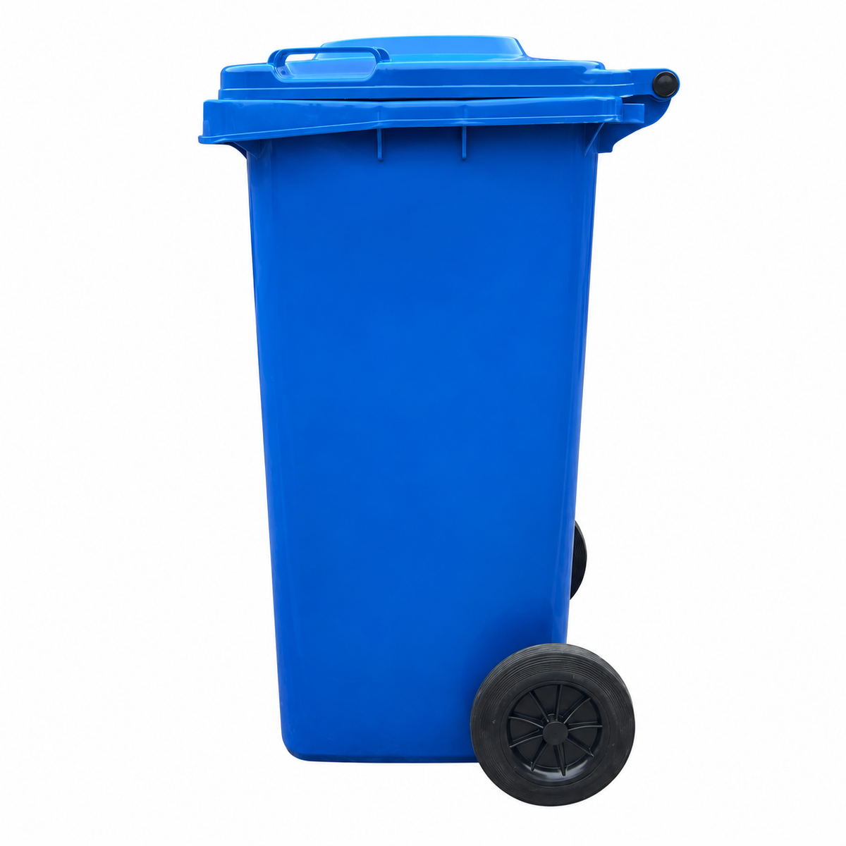 Basurero Plástico Azul de 120 Litros con Tapa y Ruedas