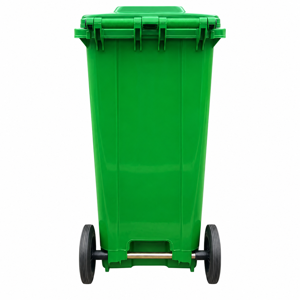 Basurero Plástico Verde de 120 Litros con Tapa y Ruedas