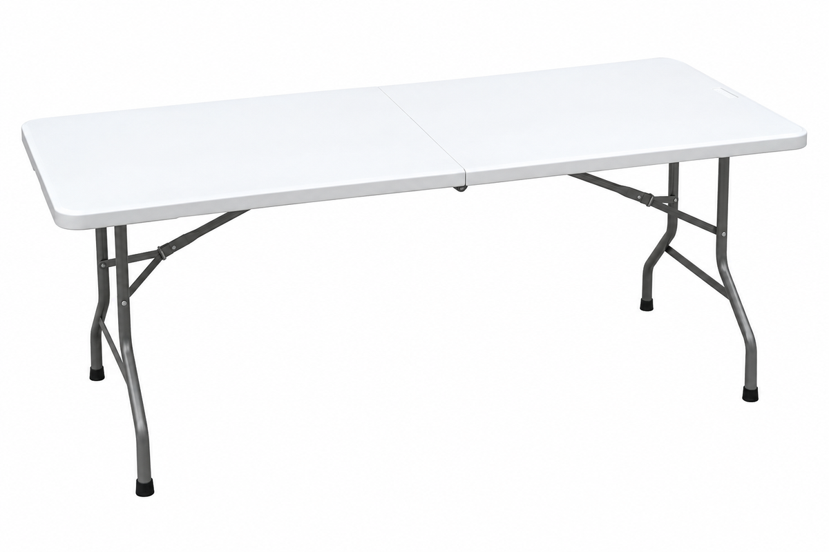 Mesa Plegable Blanca 180x70x74 cm Reforzada para Eventos