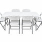 Pack Mesa Plegable Blanca 180 cm + 6 Sillas Reforzadas 200 kg