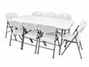 Pack Mesa Plegable Blanca 180 cm + 8 Sillas Reforzadas 200 kg